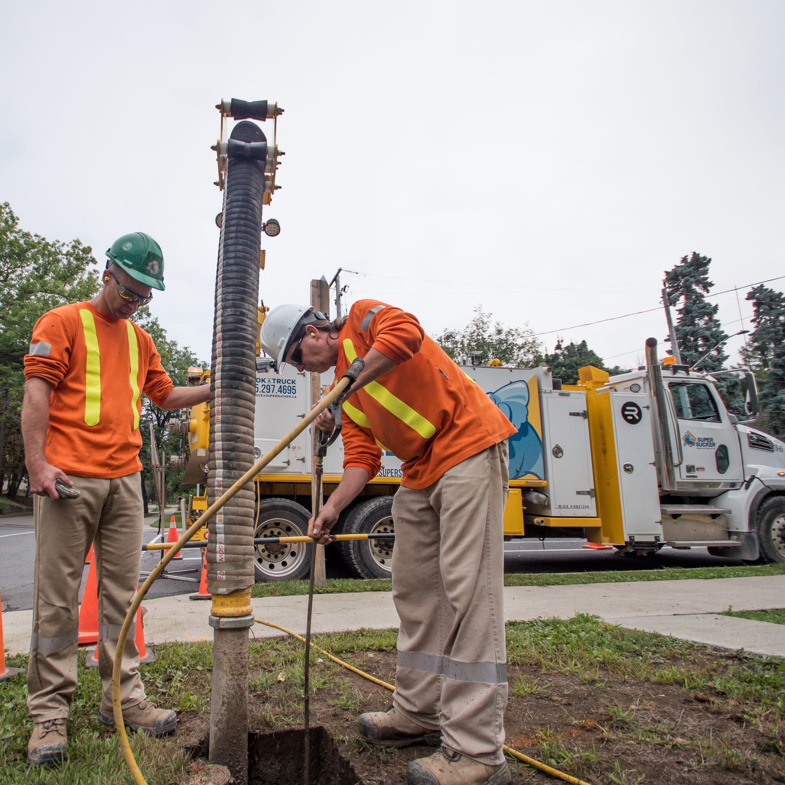 Vacuum excavation support on an active project site